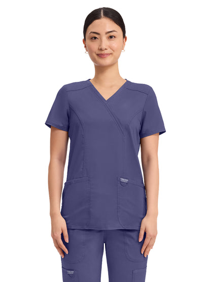 Women's 2-Pocket Mock Wrap Top - WW610 - Grape