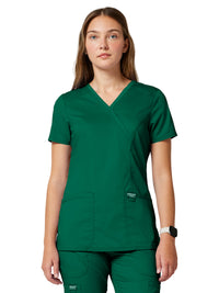 Women's 2-Pocket Mock Wrap Top - WW610 - Hunter Green