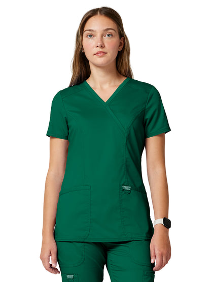 Women's 2-Pocket Mock Wrap Top - WW610 - Hunter Green