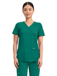 Women's 2-Pocket Mock Wrap Top - WW610 - Hunter Green