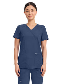 Women's 2-Pocket Mock Wrap Top - WW610 - Navy