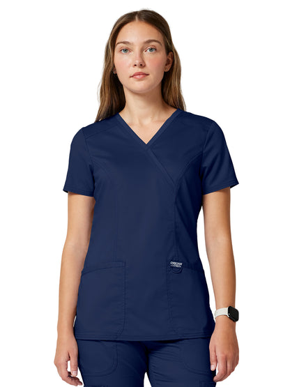 Women's 2-Pocket Mock Wrap Top - WW610 - Navy