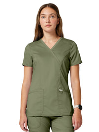 Women's 2-Pocket Mock Wrap Top - WW610 - Olive
