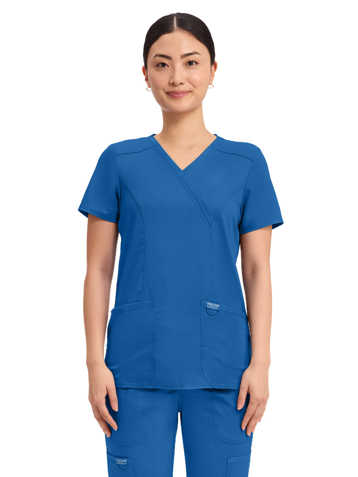 Women's 2-Pocket Mock Wrap Top - WW610 - Royal