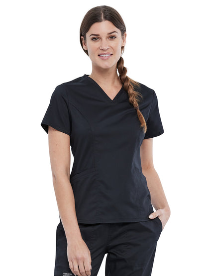 Women's 2-Pocket V-Neck Top - WW612 - Black