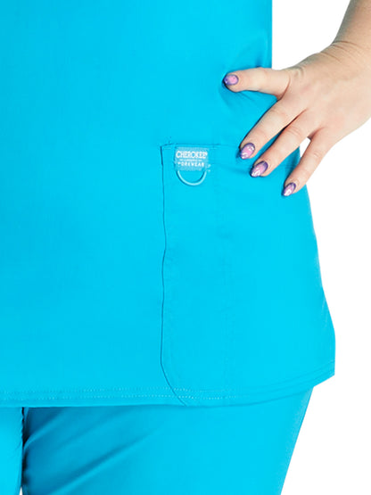 Women's 3-Pocket V-Neck Scrub Top - WW620 - Azure Blue