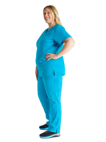 Women's 3-Pocket V-Neck Scrub Top - WW620 - Azure Blue