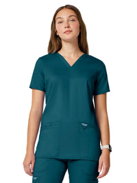 Women's 3-Pocket V-Neck Top - WW620 - Caribbean Blue