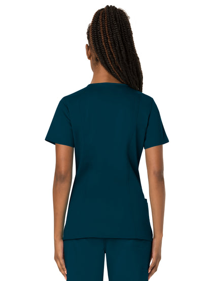 Women's 3-Pocket V-Neck Scrub Top - WW620 - Caribbean Blue