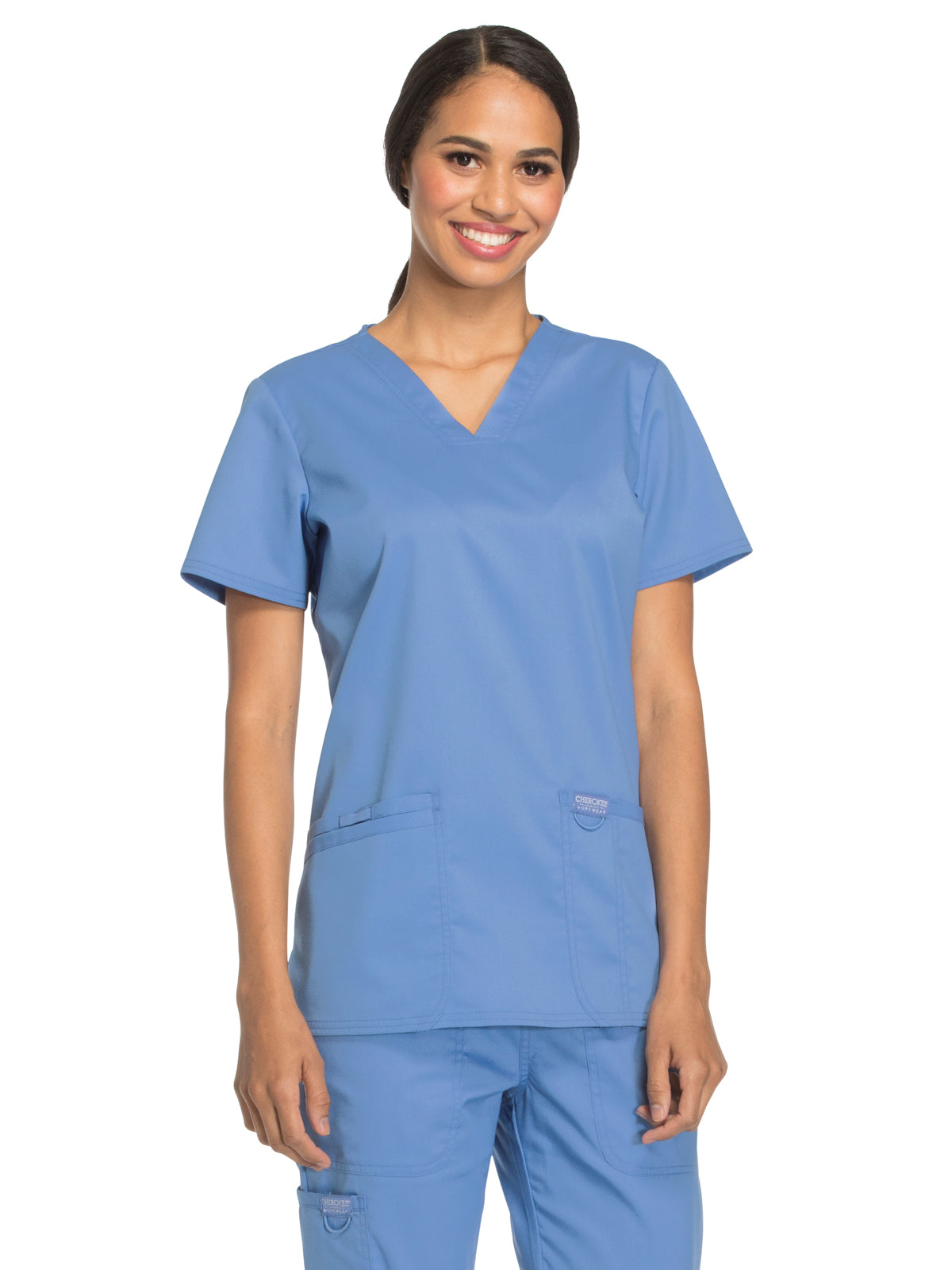 Women's 3-Pocket V-Neck Scrub Top - WW620 - Ciel