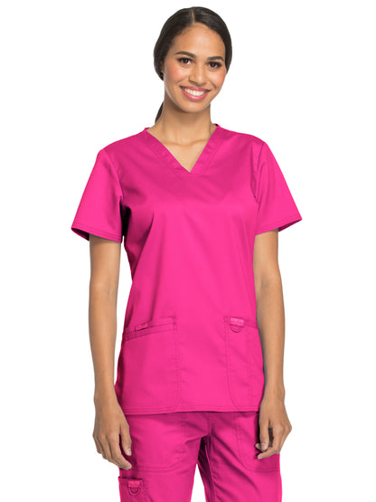 Women's 3-Pocket V-Neck Scrub Top - WW620 - Electric Pink