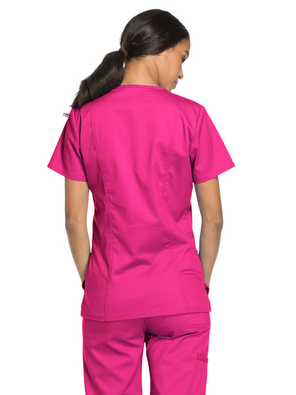 Women's 3-Pocket V-Neck Scrub Top - WW620 - Electric Pink