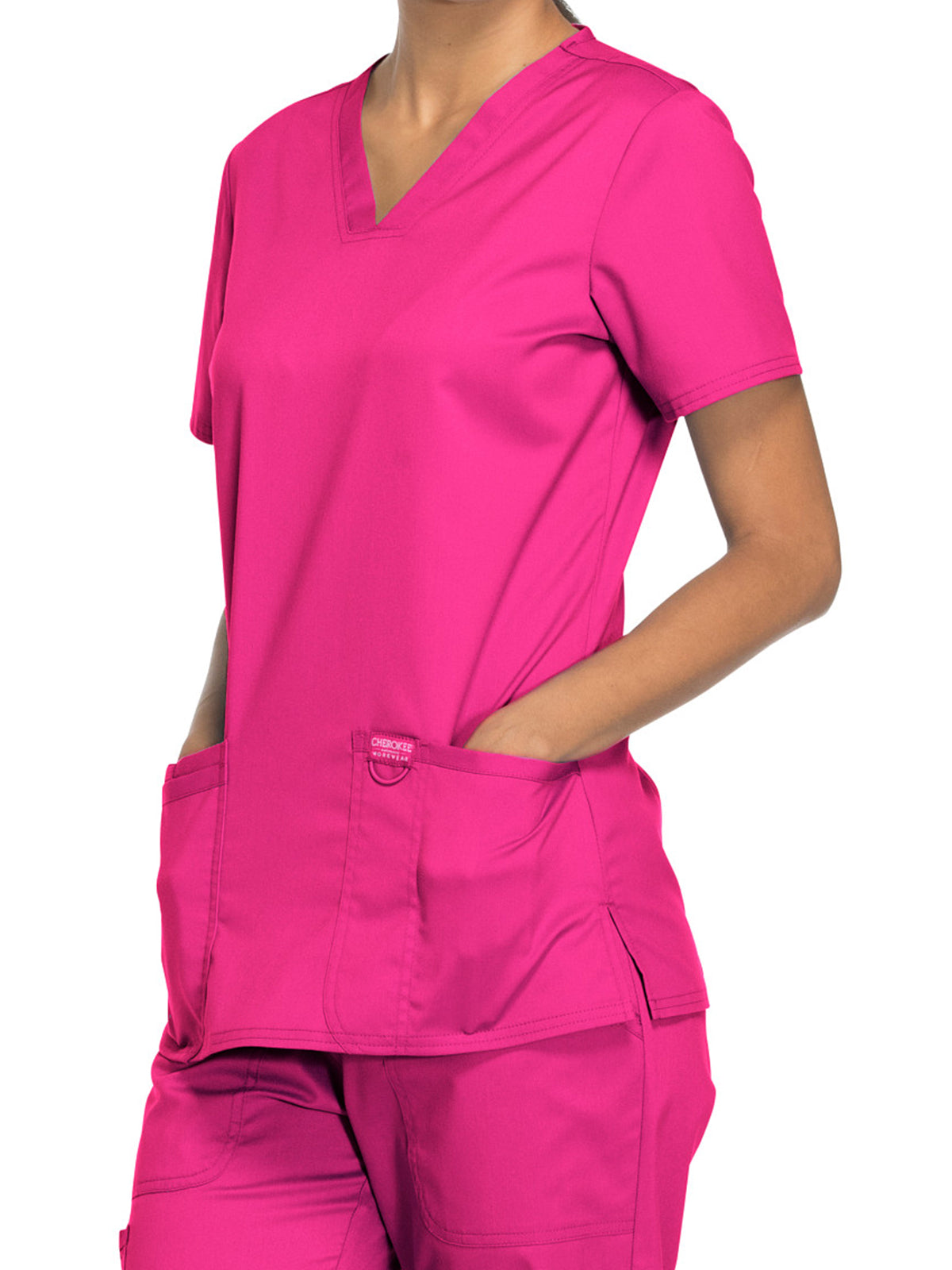 Women's 3-Pocket V-Neck Scrub Top - WW620 - Electric Pink