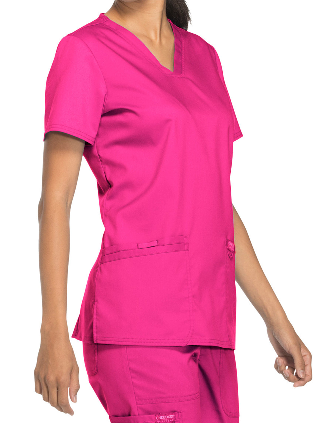 Women's 3-Pocket V-Neck Scrub Top - WW620 - Electric Pink