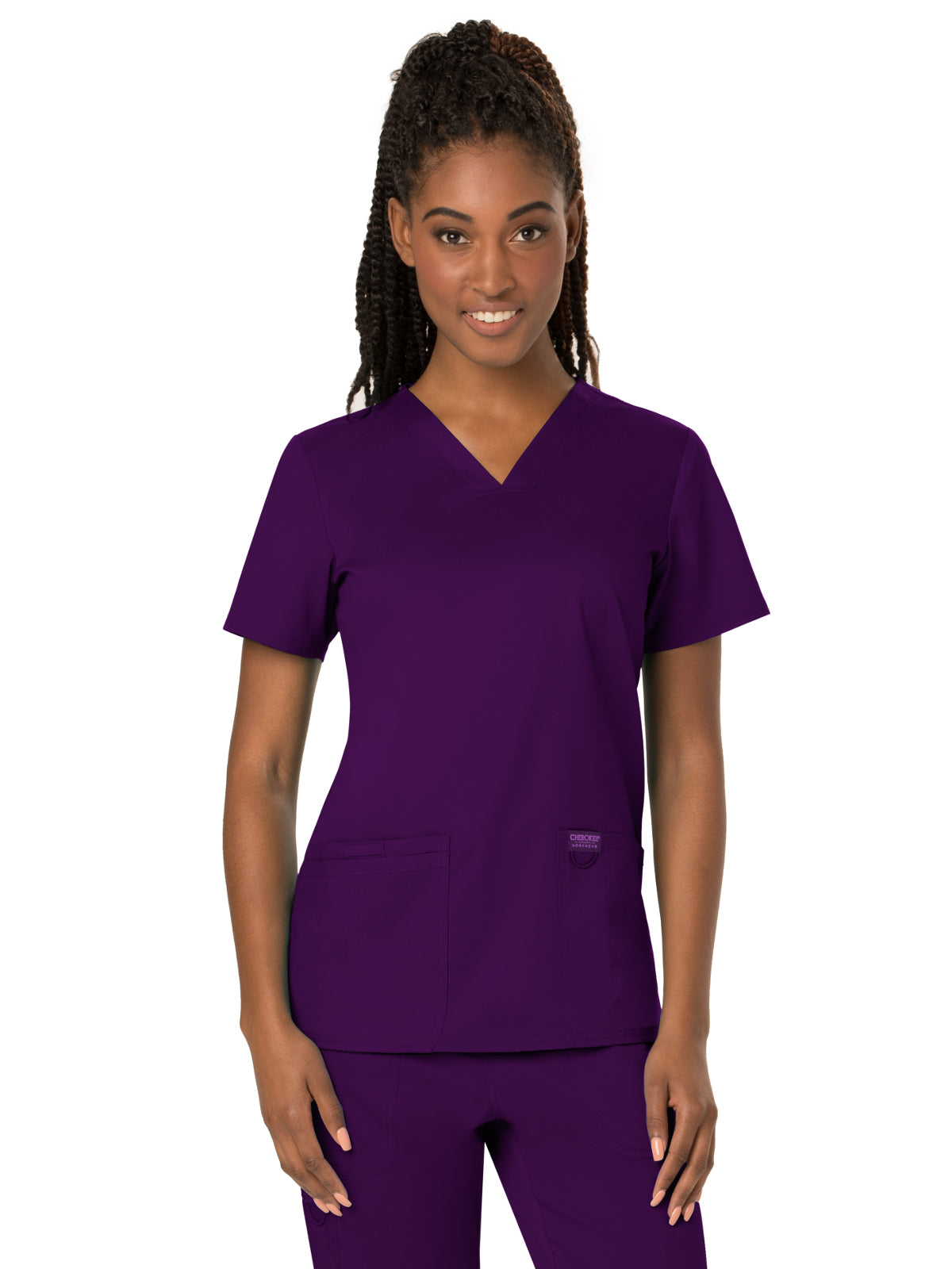 Women's 3-Pocket V-Neck Scrub Top - WW620 - Eggplant