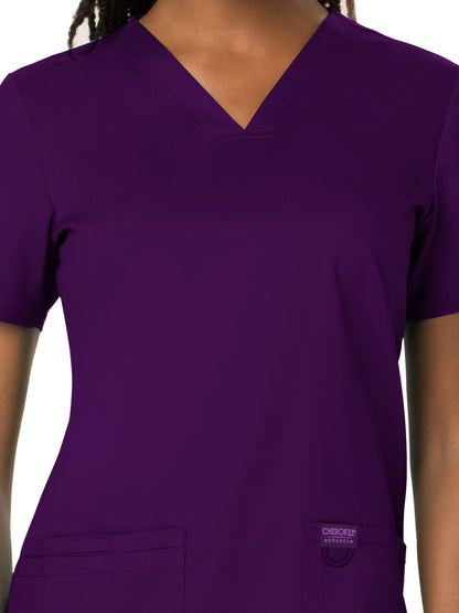 Women's 3-Pocket V-Neck Scrub Top - WW620 - Eggplant