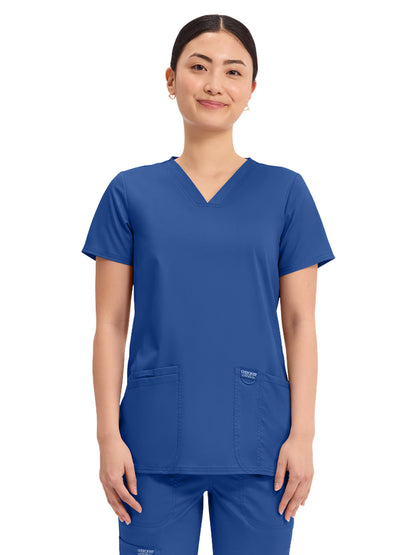 Women's 3-Pocket V-Neck Top - WW620 - Galaxy Blue