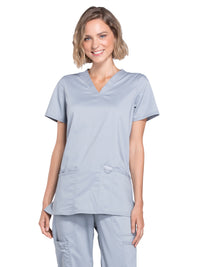 Women's 3-Pocket V-Neck Top - WW620 - Grey