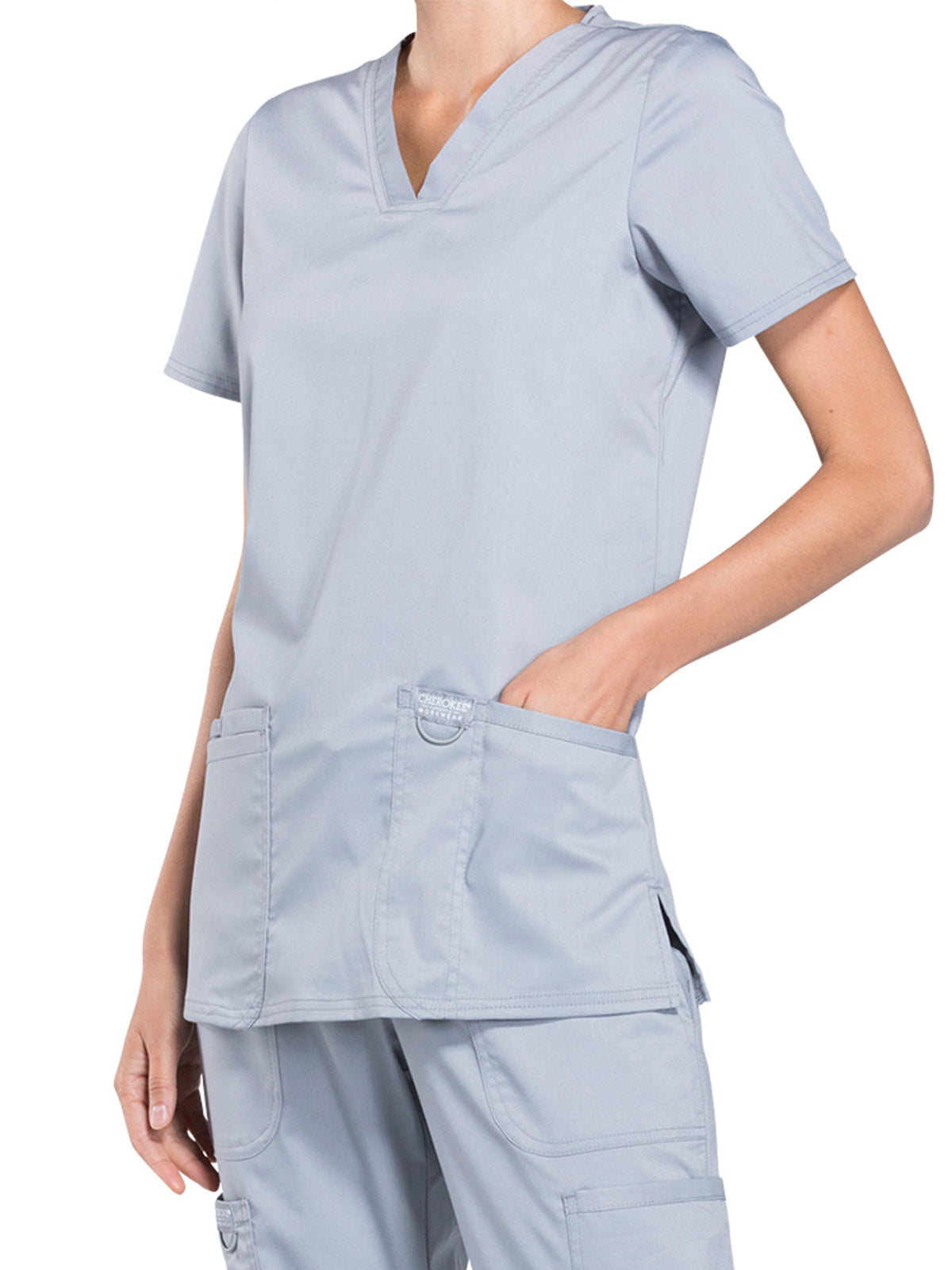 Women's 3-Pocket V-Neck Scrub Top - WW620 - Grey