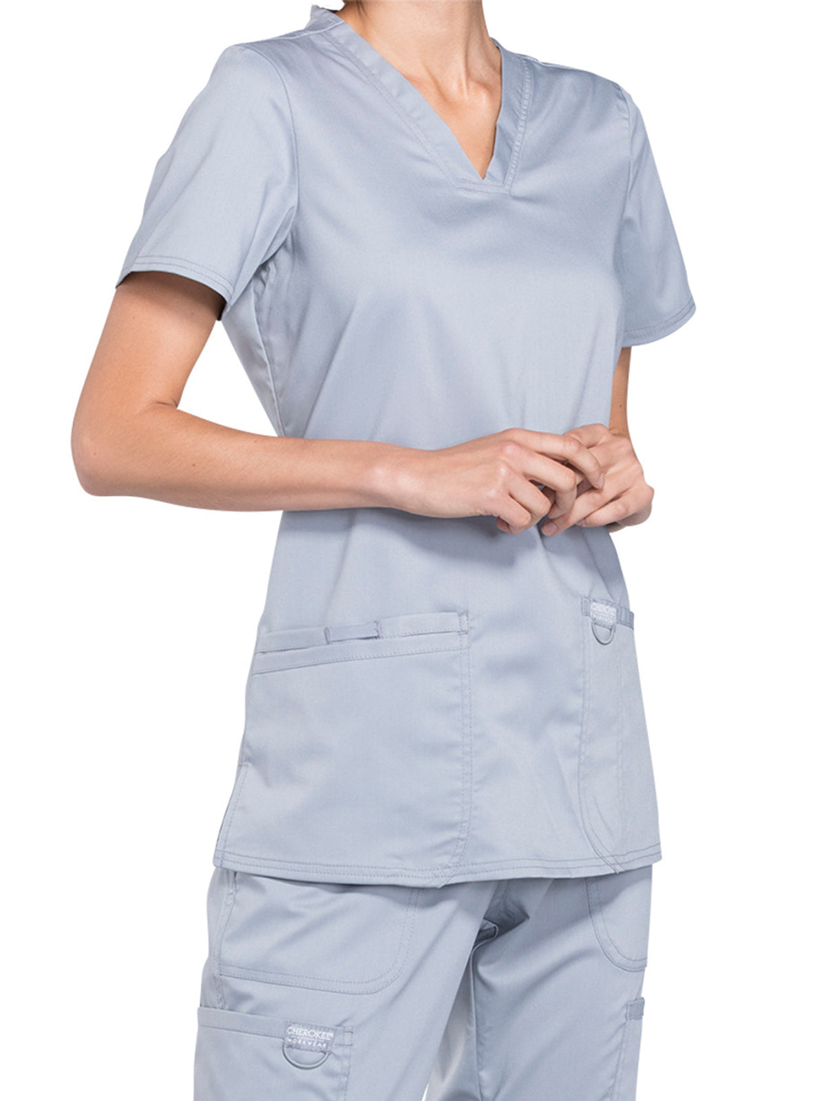 Women's 3-Pocket V-Neck Scrub Top - WW620 - Grey