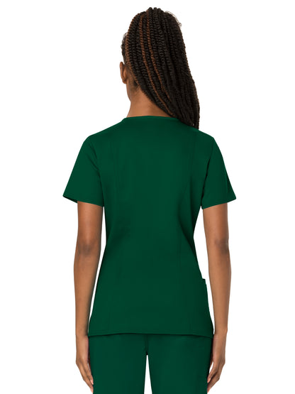 Women's 3-Pocket V-Neck Scrub Top - WW620 - Hunter Green