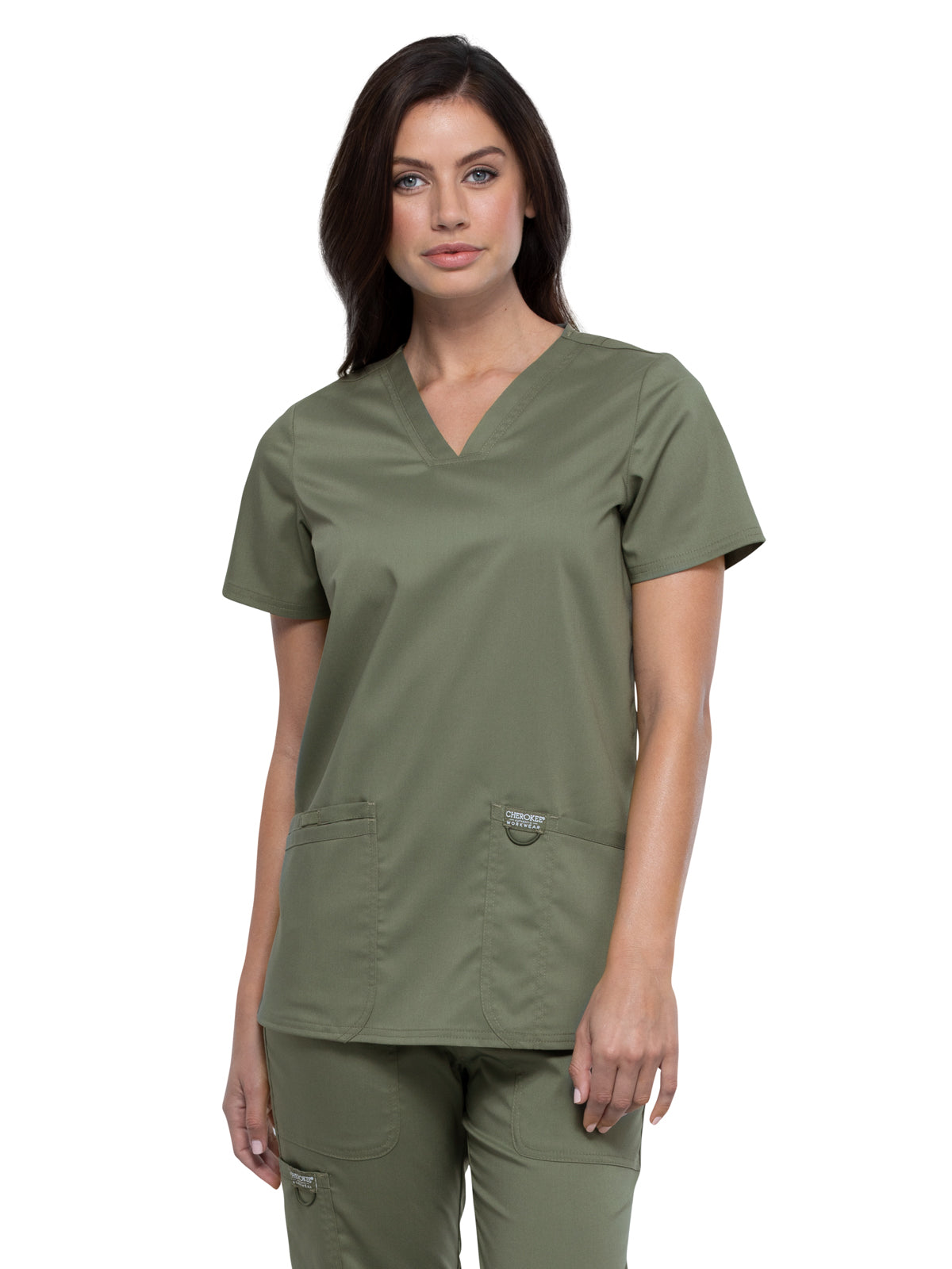 Women's 3-Pocket V-Neck Scrub Top - WW620 - Olive