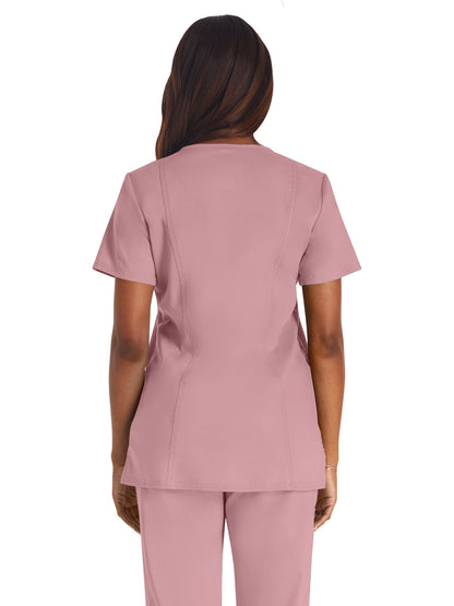 Women's 3-Pocket V-Neck Scrub Top - WW620 - Pink Essence