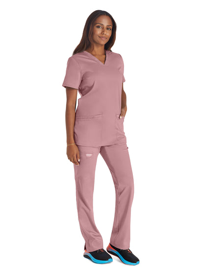 Women's 3-Pocket V-Neck Scrub Top - WW620 - Pink Essence