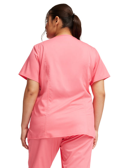 Women's 3-Pocket V-Neck Scrub Top - WW620 - Pink Melon