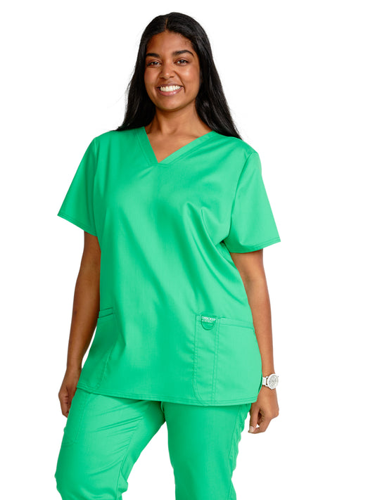 Women's 3-Pocket V-Neck Scrub Top - WW620 - Sparkling Jade