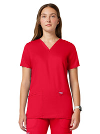 Women's 3-Pocket V-Neck Top - WW620 - Sweet Paprika