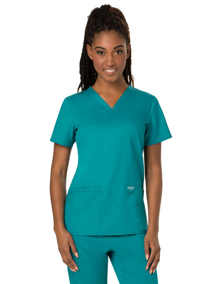 Women's 3-Pocket V-Neck Scrub Top - WW620 - Teal Blue