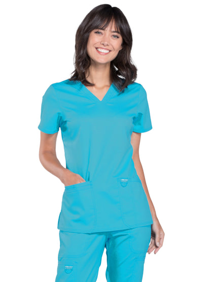 Women's 3-Pocket V-Neck Scrub Top - WW620 - Turquoise