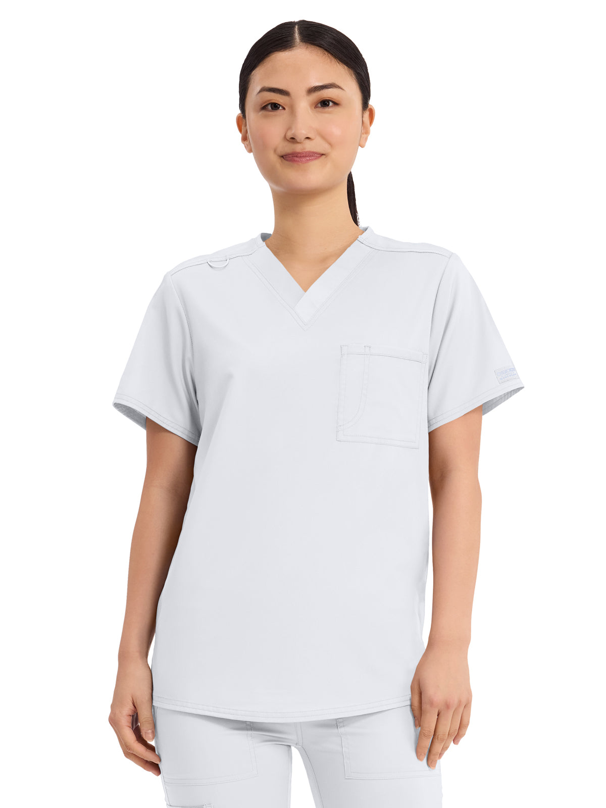 Unisex 1-Pocket Tuckable V-Neck Top - WW625 - White