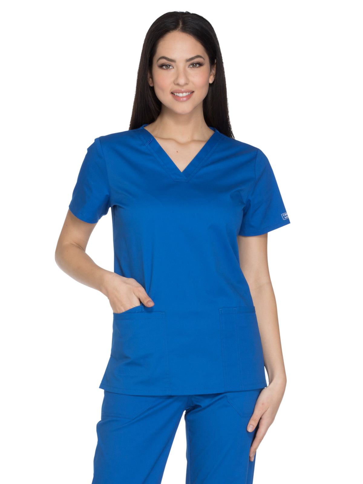 Women's 3-Pocket V-Neck Top - WW630 - Royal