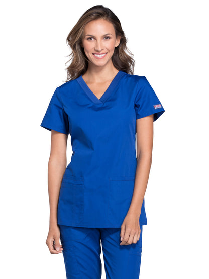 Women's 2-Pocket V-Neck Top - WW645 - Galaxy Blue