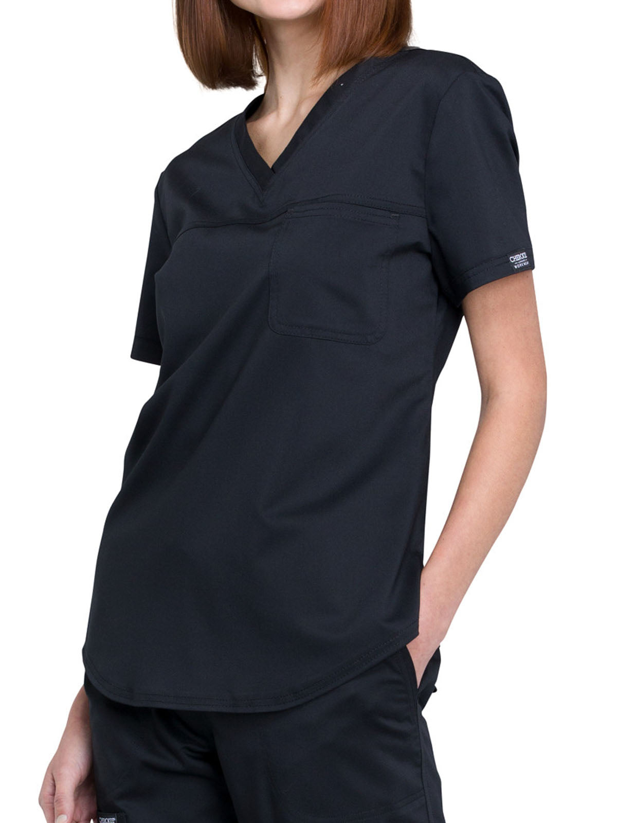 Women's 1-Pocket Tuckable V-Neck O.R. Top - WW657 - Black