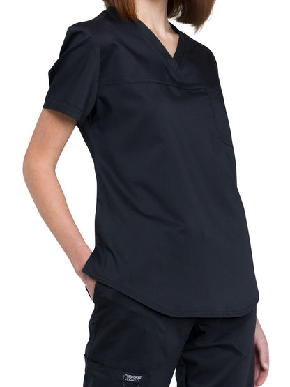 Women's 1-Pocket Tuckable V-Neck O.R. Top - WW657 - Black