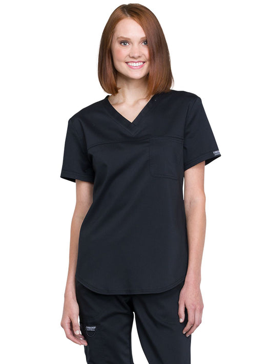 Women's 1-Pocket Tuckable V-Neck O.R. Top - WW657 - Black