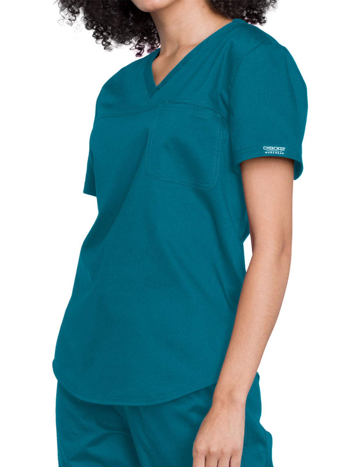 Women's 1-Pocket Tuckable V-Neck O.R. Top - WW657 - Caribbean Blue