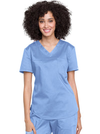 Women's 1-Pocket Tuckable V-Neck O.R. Top - WW657 - Ciel Blue