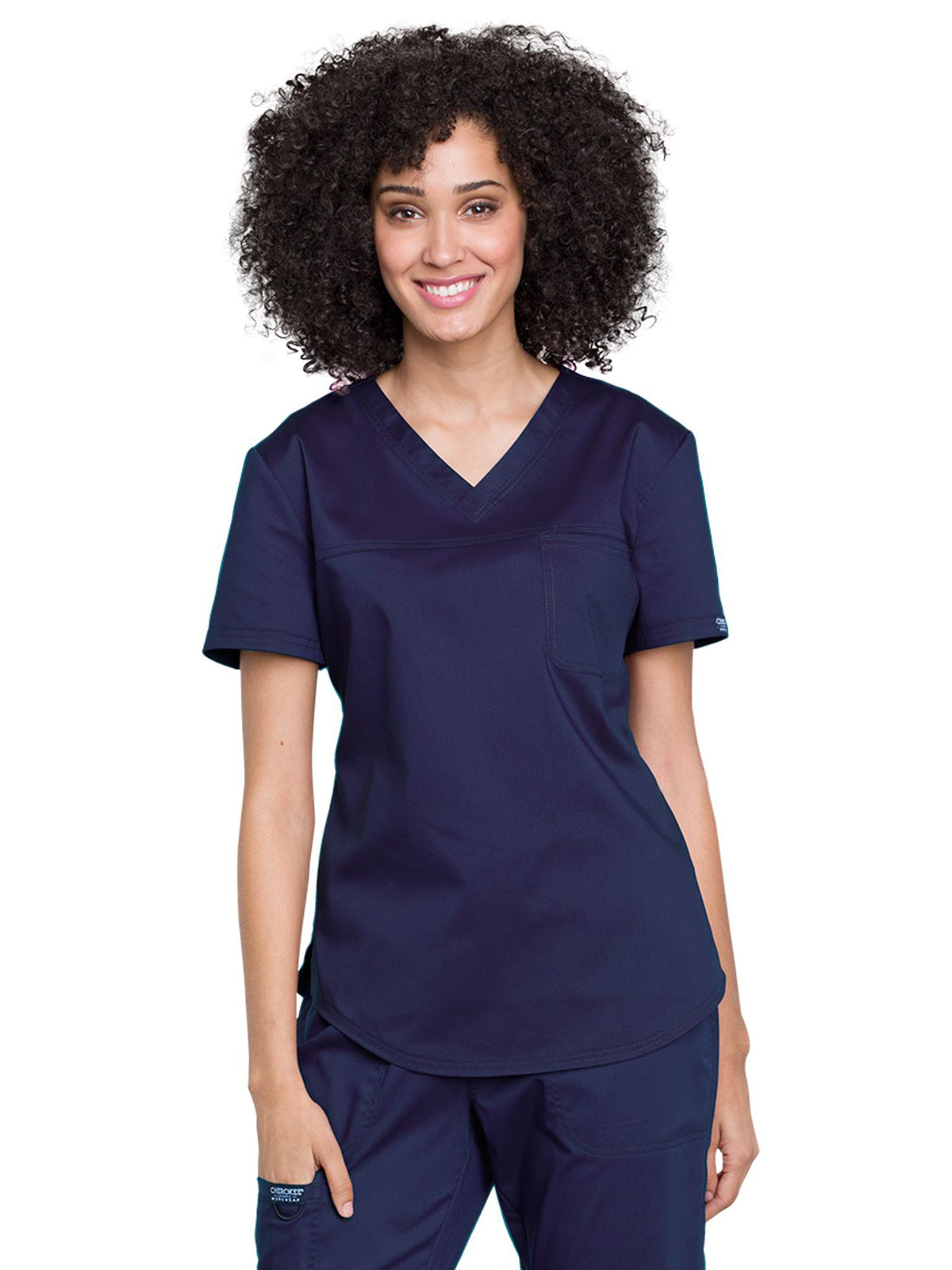 Women's 1-Pocket Tuckable V-Neck O.R. Top - WW657 - Navy