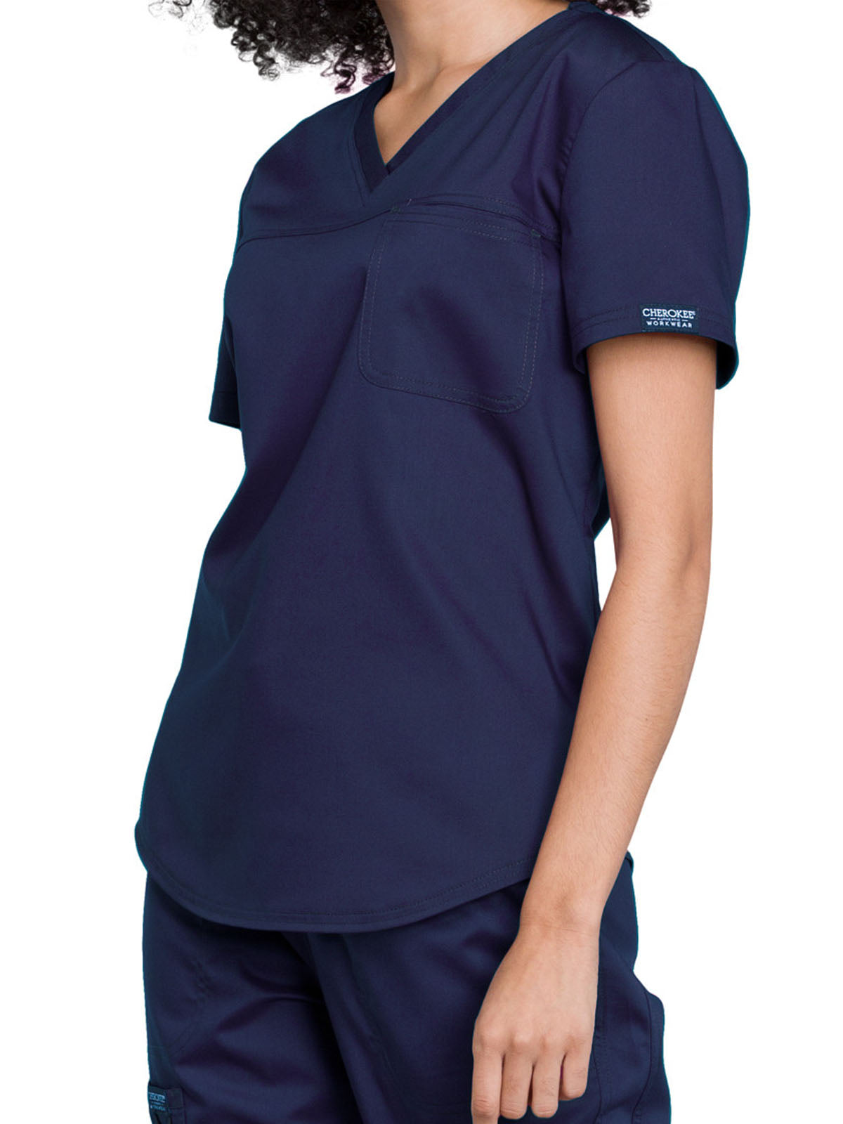 Women's 1-Pocket Tuckable V-Neck O.R. Top - WW657 - Navy