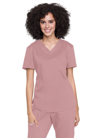 Women's 1-Pocket Tuckable V-Neck O.R. Top - WW657 - Pink Essence