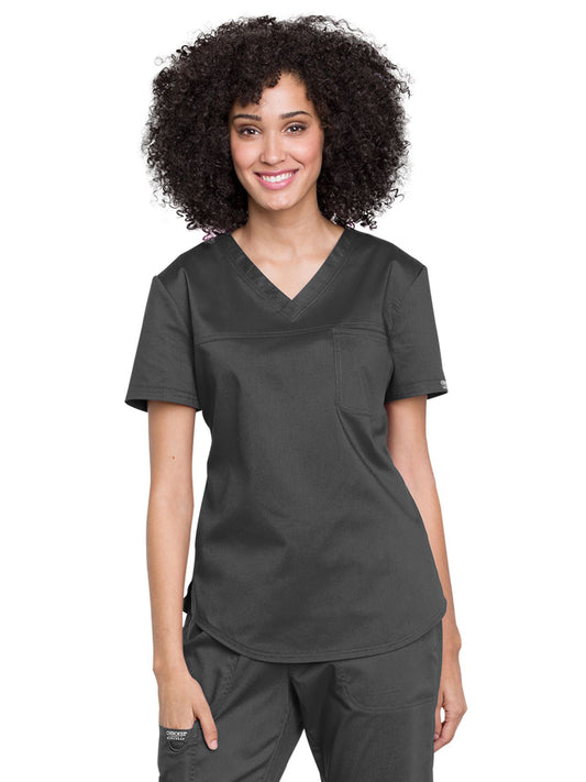 Women's 1-Pocket Tuckable V-Neck O.R. Top - WW657 - Pewter