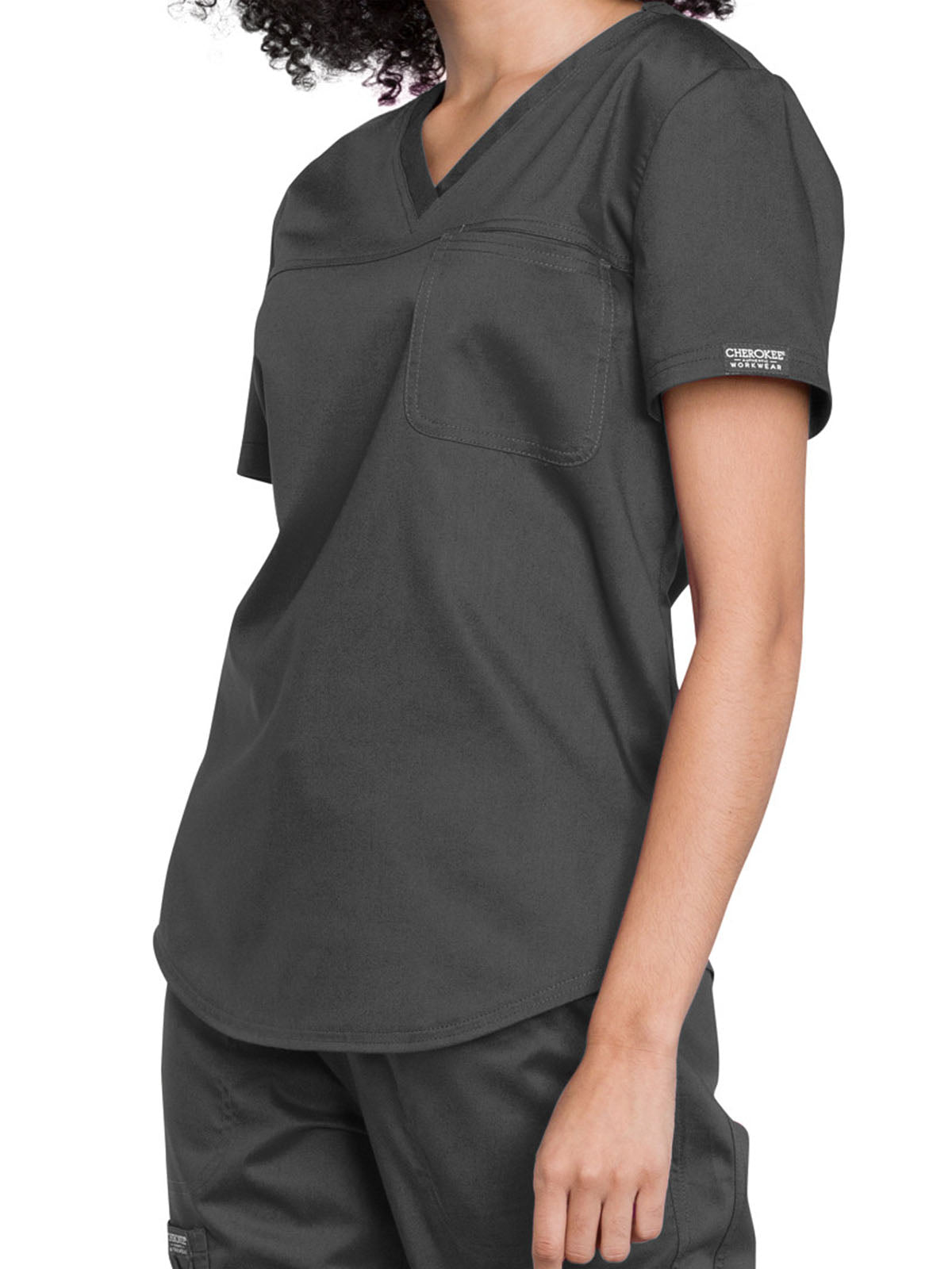 Women's 1-Pocket Tuckable V-Neck O.R. Top - WW657 - Pewter