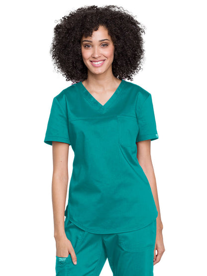 Women's 1-Pocket Tuckable V-Neck O.R. Top - WW657 - Teal Blue