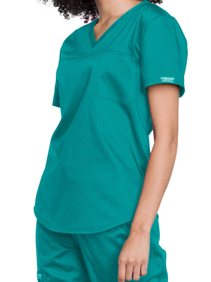 Women's 1-Pocket Tuckable V-Neck O.R. Top - WW657 - Teal Blue