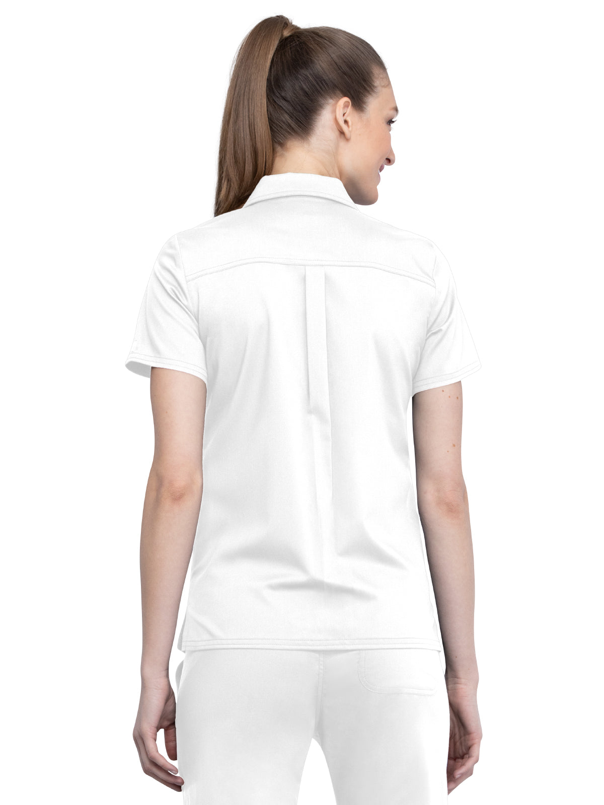 Women's 3-Pocket Hidden Snap Front Collar Shirt - WW669 - White