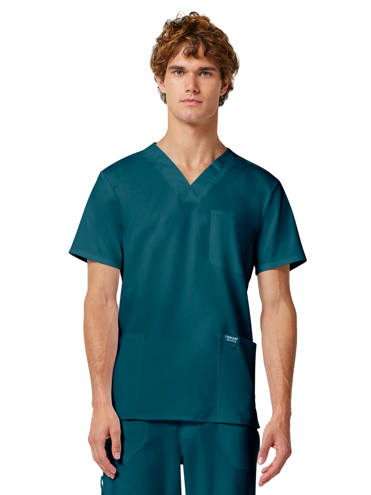 Men's 3-Pocket V-Neck Top - WW670 - Caribbean Blue